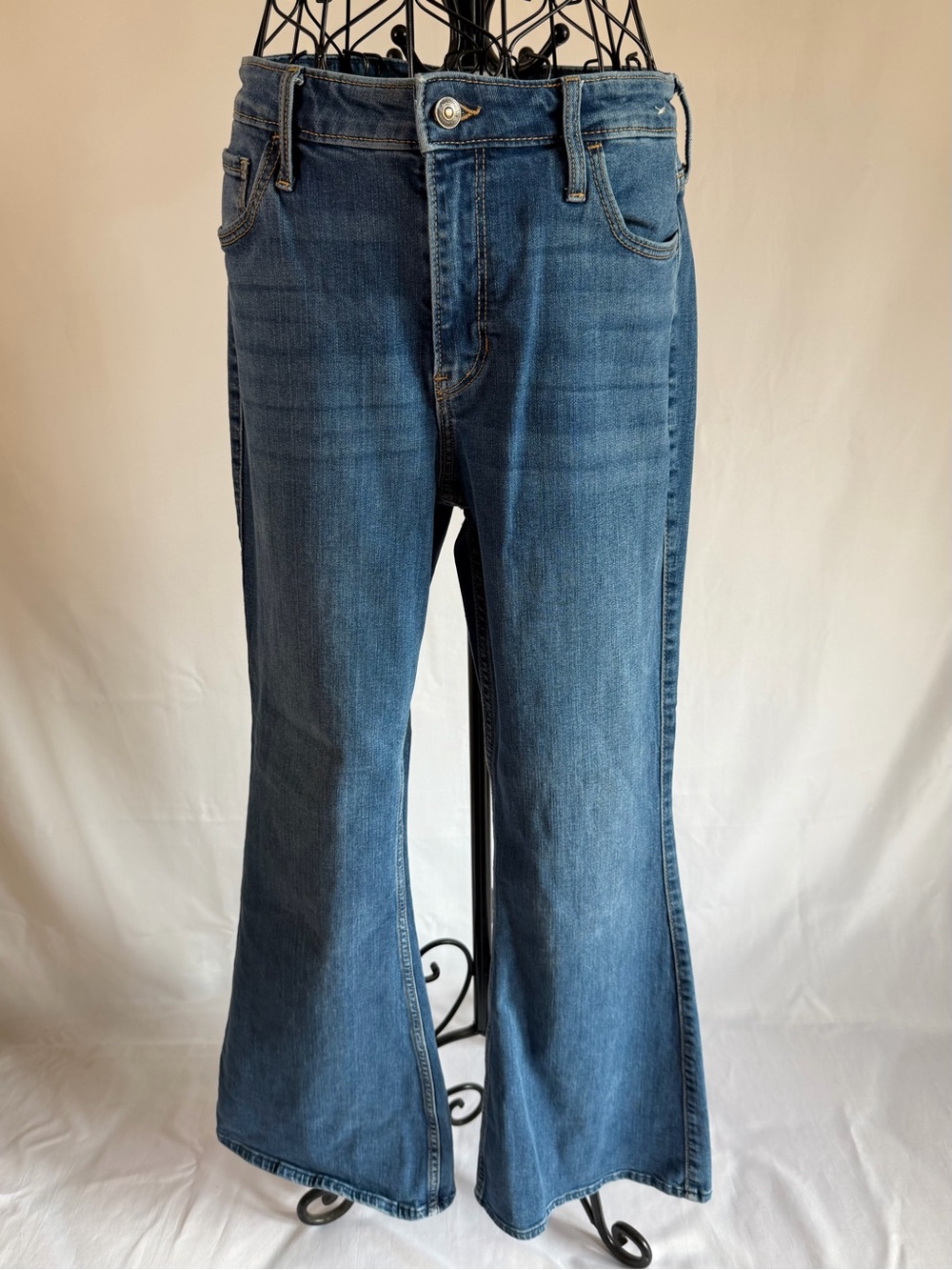 Abercrombie & Fitch Women's Blue Flared Wide-Leg Jeans